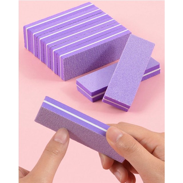 2/10/50/100pcs Nail File Blocks Purple Sponge Nail Polish Sanding Buffer Strips Polishing Manicure Tools