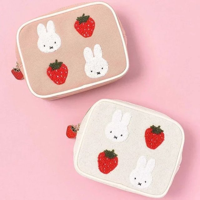 Miffys Kawaii Cosmetic Bag Cute Cartoon Coin Purse Anime Storage Bag Embroidery Fashion Portable Birthday Gift Christmas Toy