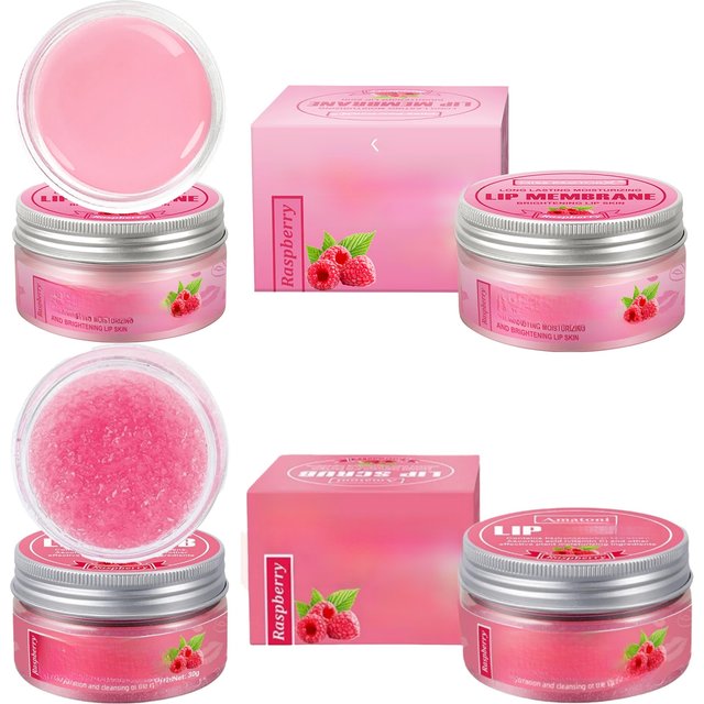 2-Piece Lip Care Set Raspberry Lip Scrub 30g Deep Cleaning Lipstick Moisturizing Gloss Moisturizing Lips