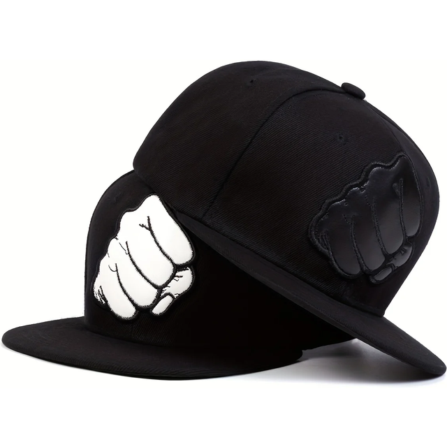 Unisex Leather Label Fist Embroidery Hip-Hop Hats Outdoor Adjustable Casual Baseball Caps Sunscreen Hat