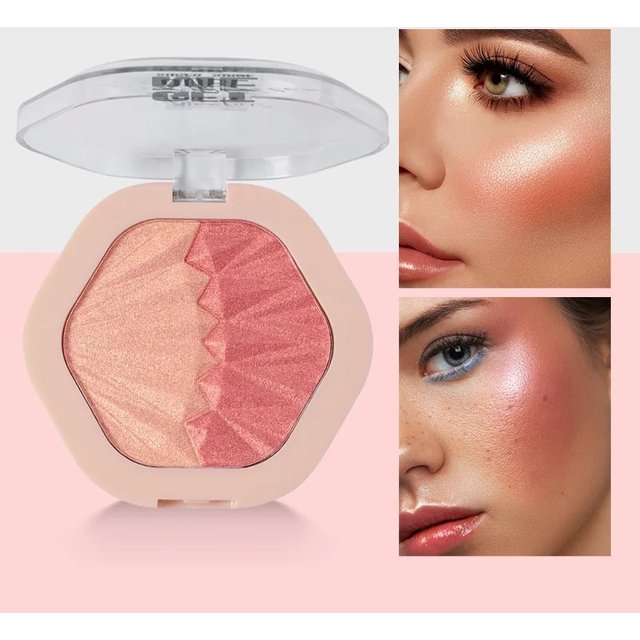 2-Color Blush Palette 2 in 1 Contouring Cream Face Cheek Blush Cream Makeup Sparkle Highlight Multicolor Makeup Blush