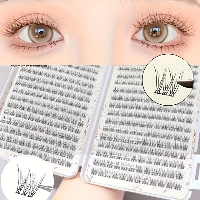 384 Soft and Lightweight Fish Tail Single Cluster Eyelashes - Reusable, D-Curved, Perfect for Daily Makeup and Eyelash Extensions