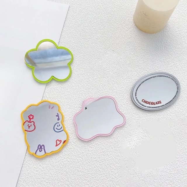 3D Cute Cartoon Lrregular Make Up Mirror Griptok Phone Holder Stand Universal Phone For iPhone 16 15 Pro Max Ring Grip Tok
