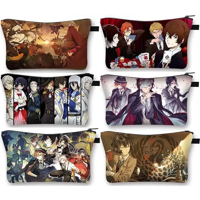 Anime Bungo Stray Dogs Cosmetic Bag Women Dazai Osamu Graphic Toiletry BagsPortable For Travel Girls Lipstick Bags Gift