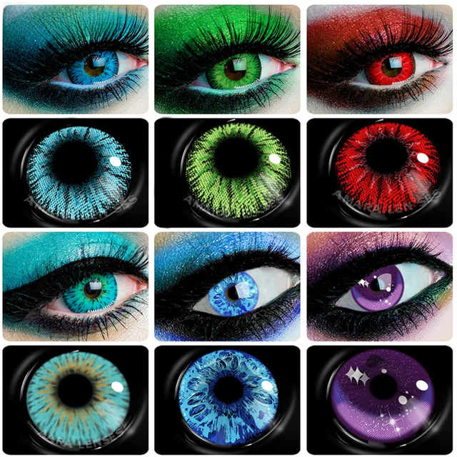 AMARA 2pcsCosplay Anime Eyes Lenses for Eyes AYY Series Makeup Sharingan Beauty Contact Lenses Eye Cosmetic Color Lens Eyes