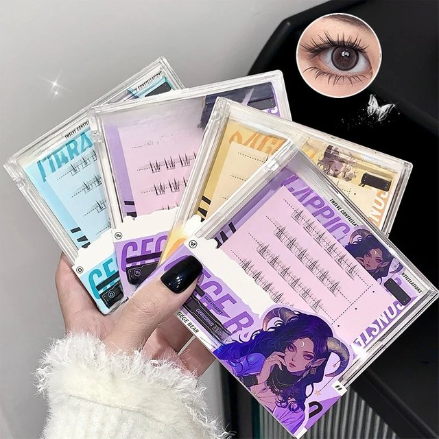 Gegebear 12 Constellations Series Glue-free False Eyelashes with Natural Curling Thick Comic Segmented Eyelash For Daily Makeup