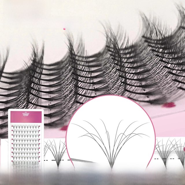 Automatic Flower 6D Fluffy Double Layers CD Curl Pointy Base Fan Eyelashes Extension Russian Volume Lash Soft Silk Fan Cosmetics