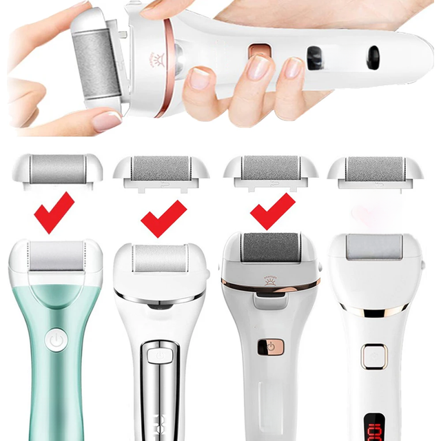 6 Pcs Foot Care Tool Heads Hard Skin Remover Refills Replacement Rollers for Cracked Heels Calluses and Dead Skin White Black