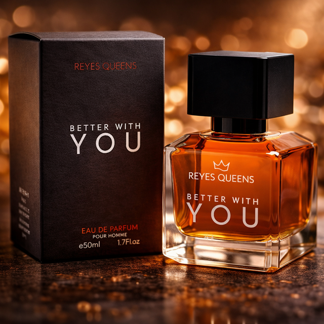 Reyes Queens - Better with You, Eau de parfum pour hommes, 50 ml. Parfum masculin aux notes boisées et aromatiques, un parfum élégant et moderne avec une base chaude et épicée.
