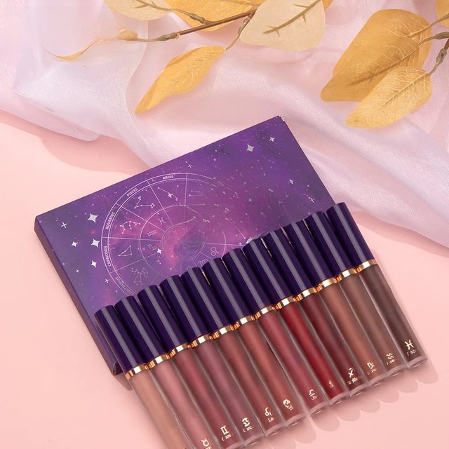 12-Piece Lip Gloss Set, Non-Stick, Non-Fading, Durable Liquid Lipstick with Gift Box - Perfect Makeup Gift for Friends and Famil