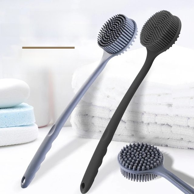 Soft Bath Brush Exfoliating Shower Sponge Body Scrubbing Brush Long Handle Back Exfoliating Scrub Skin Massager Bathroom Brush