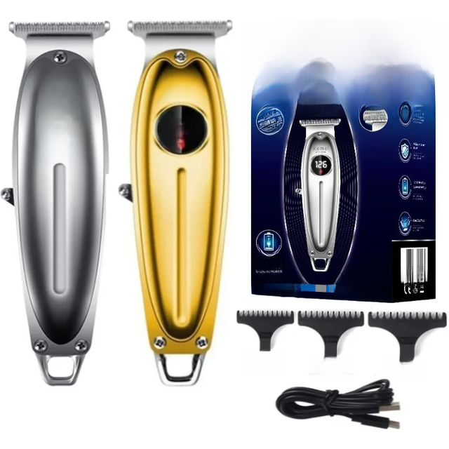 Kemei KM-1948 Golden Professional Hair Trimmer LED Display Metal Hair Clipper USB Charging Electric Men'S Hair Clipper