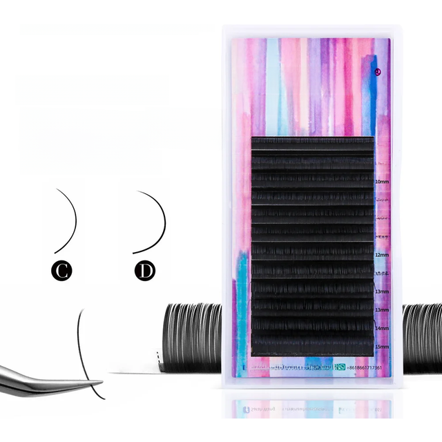 MASSCAKU Ellipse Flat Eyelash 0.15/0.20/0.25 Silk Classic Individual Lashes Eyelashes Wire Makeup Supplie Soft Natural Lashes