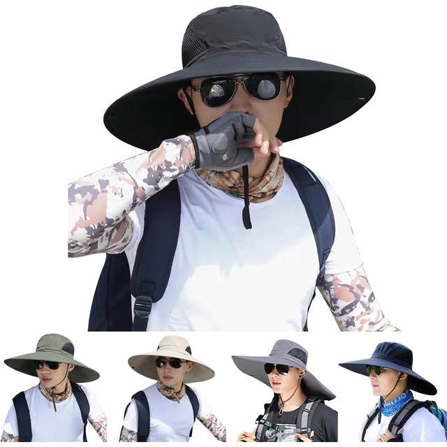 Men Large Brimmed Quick Drying Bucket Hats Fishermen Caps Outdoor Casual Cap Men Sunscreen Hat Outdoor Adventure Hat