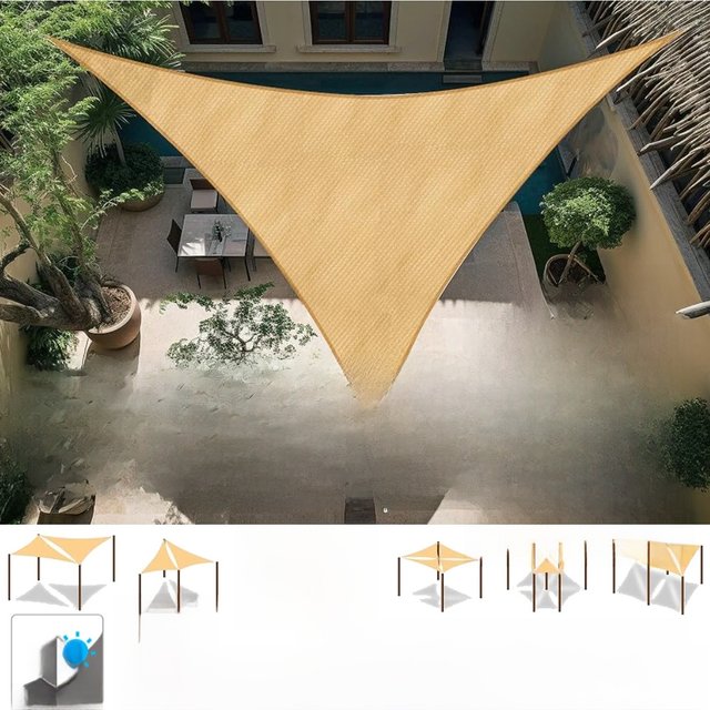 Triangle Shade Sails Waterproof Sun Shelter UV Blocking Canopy with Free Ropes for Outdoor Garden Pergola Patio Sunscreen Awning