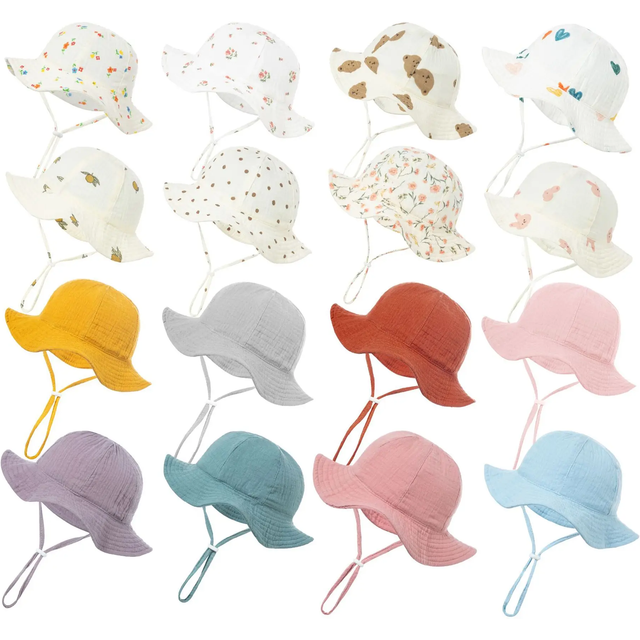 Baby Cotton Bucket Hat New Children Sunscreen Outdoor Caps Boys Girls Print Panama Hat Unisex Beach Fishing Hat For 3-12 Months
