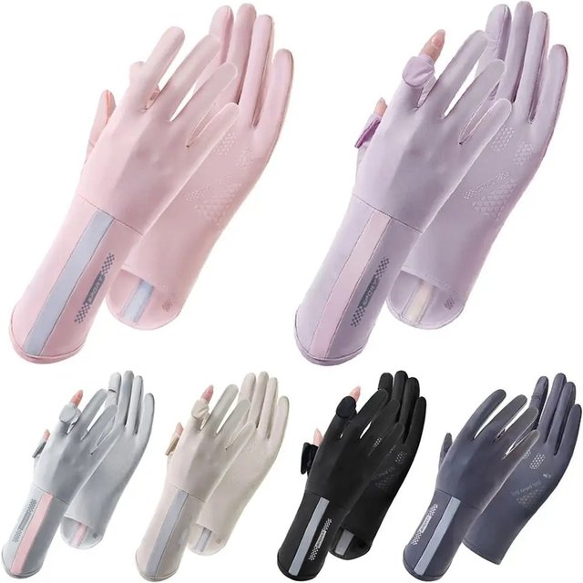 Female Summer Spring Sun Protection Gloves Women Men Fashion Sunscreen Gloves Girls Driving Running Thin Elastic Anti-UV Mittens
