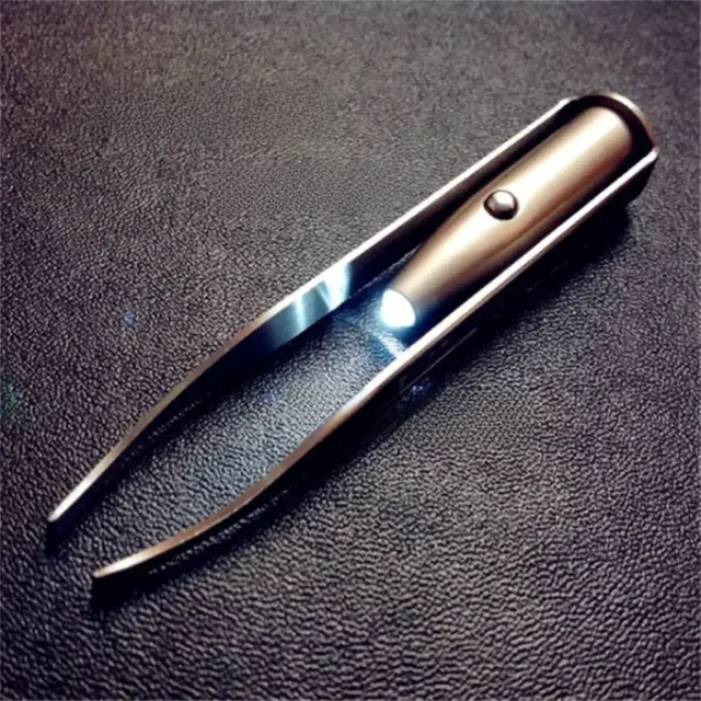 1pc Portable Stainless Steel Smart Design Eyebrow Hair Remove Tweezer with LED Light Makeup Tool