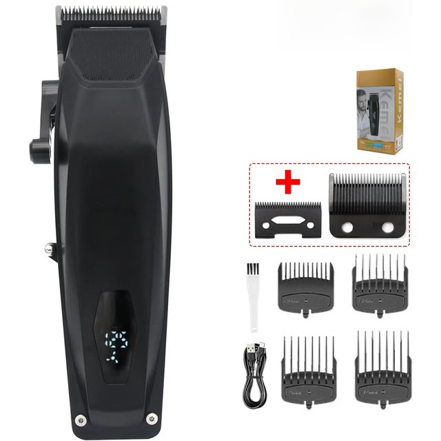 Kemei KM-1856 Men's Hair Clipper LED Display Cordless USB Interface Professional Hair Cutting Machine Hair Trimmer Haircut