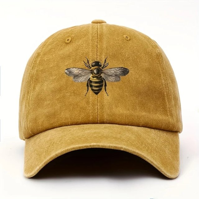 A bee print simple design baseball cap travel sunscreen versatile style for men and women