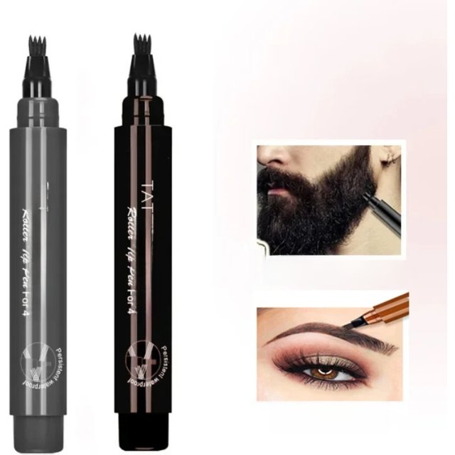 Pencil Filler for men Women Black Brown 4-Tip Beard Pen Pencils Long Lasting Natural Makeup Detailing Filler Moustache Eyebrows