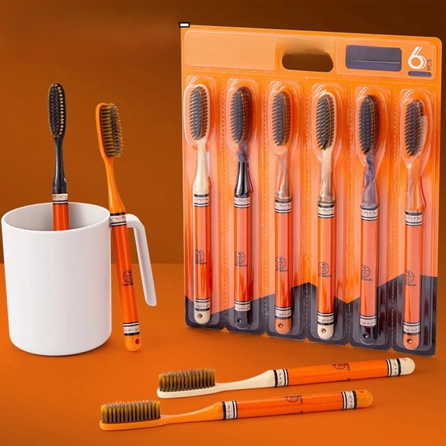 6PCS/5PCS/1PC - Long head, short head soft bristled toothbrush with fine bristles, efficient for cleaning teeth