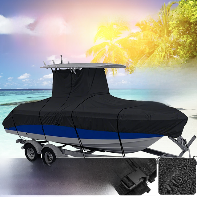 600D 16-24FT Waterproof Heavy-Duty Center Console T-Top Roof Boat Cover Sunscreen Marine Canvas Boat Accessories Yacht Cover