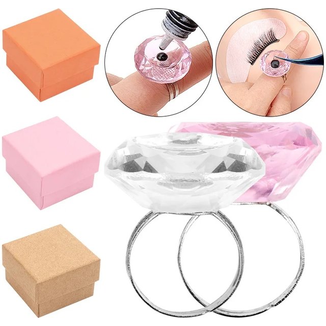 1Pc Reusable Glass Glue Ring Cup For Lashes Extension Tattoo Pigment Holder Adjustable Eyelash Glue Container Pallet Makeup Tool