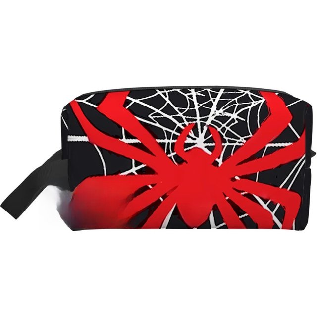 Red Spider Pattern Black Cosmetic Bag For Boy And Girls Best Gifts 3D Cartoon Storage Bag For Children