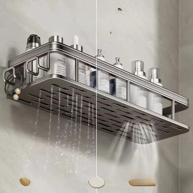 Bathroom Storage Wall Mount Shampoo Makeup Storage Holder Bathroom Accessories No Drilling Wall Shelf Shower Holder for WC