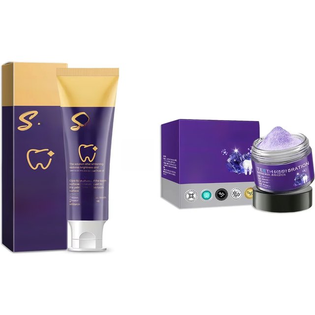 Teeth Cleansing Powder Remove Dental Plaque Stains Tartar Brighten Freshen Breath Purple Teeth Whitening Toothpaste Oral Hygiene