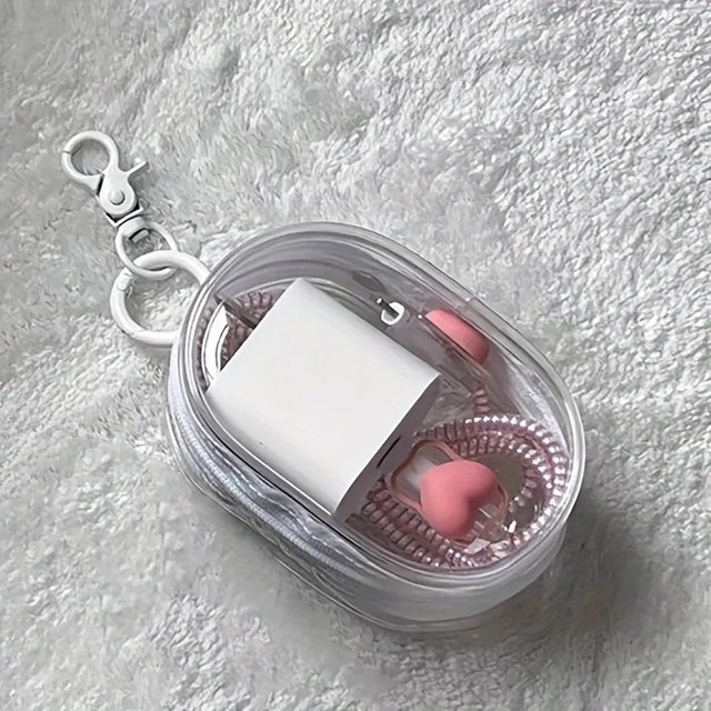 Portable Transparent PVC Storage Bag - Portable Phone Charger, Earphones, Cables and Accessories Storage Bag, Lipstick Storage
