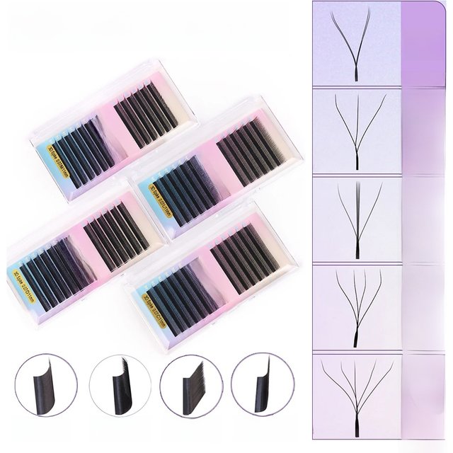 lashesrujade L/M/C/D Premade Volume Fan YY 3D 4D 5D Clover 3D Fairy W-Shape False Lash 3D Spike Eyelash Extension Makeup Supplie