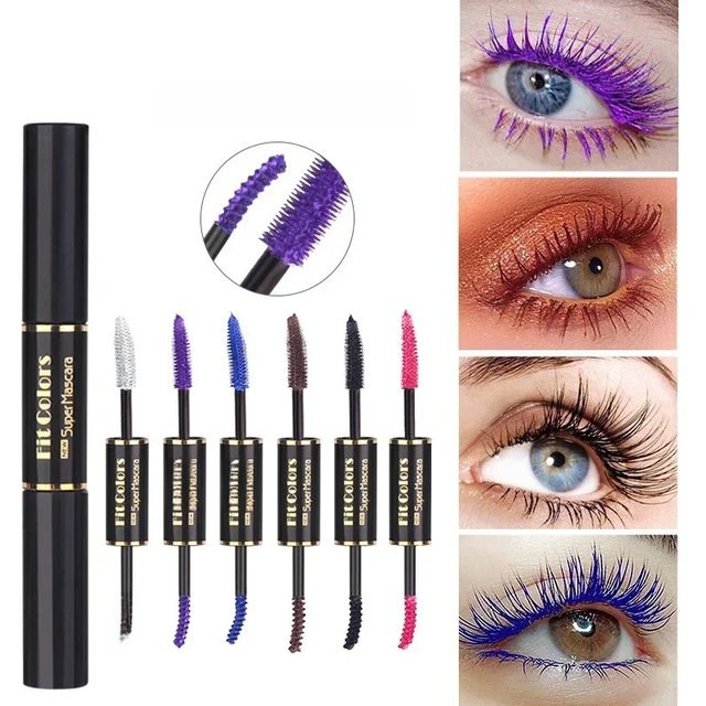 Double Head Colorful Mascara Waterproof Eyelashes Extension Thick Curling Quick Dry Long-lasting Blue Purple White Mascara