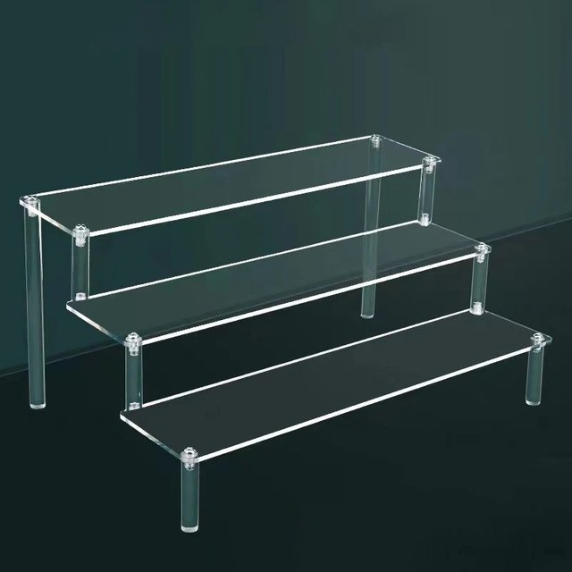 1-5 Layer Acrylic Display Stand Durable Display Rack Storage for Perfume Doll Cupcake Clear Trapezoidal Blind Box Organizer W-8