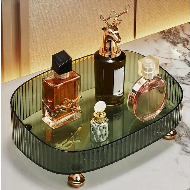Large Capacity Perfume Dresser Transparent Desktop Storage Box Bathroom Makeup Tray Lotion Bottle Cosmetics Skin Care Products