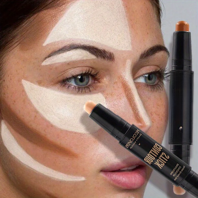 Waterproof Bronze Highlighter Stick - Natural Look Contour & Concealer, Buildable Coverage For All Skin Tones