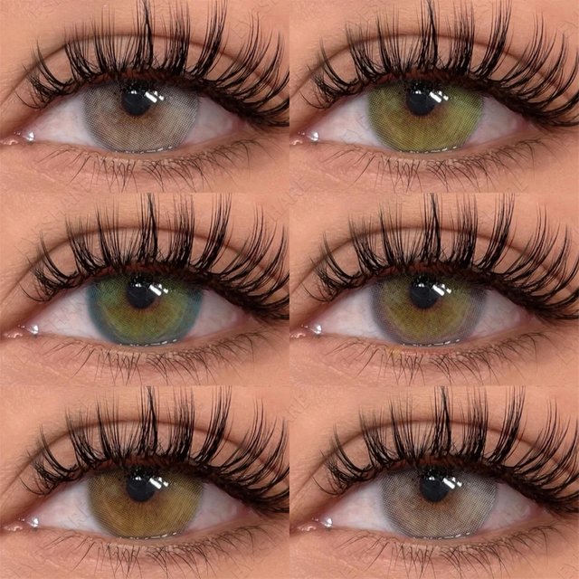EYESHARE 2pcs Color Contact Lenses for Eyes Aurora Brown Green Colored Lense Natural Gray Eyes Contact Yearly Beauty Makeup Lens