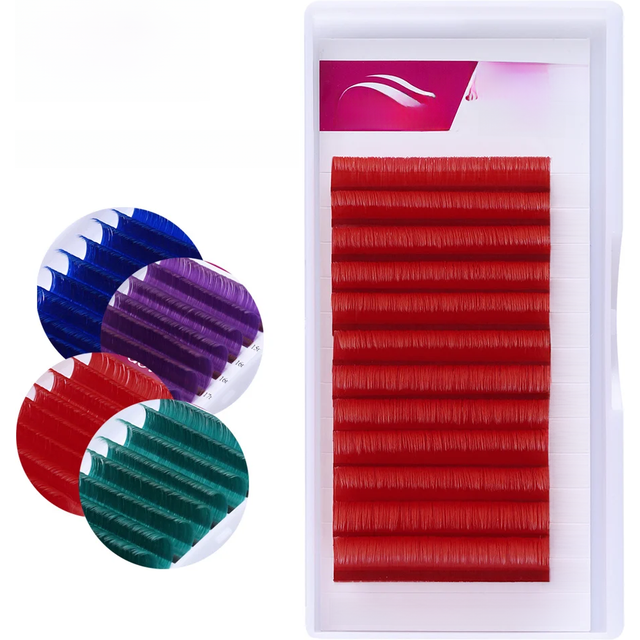 Fadvan Long 15-20mm Easy Fanning Makeup Lashes Mixed 8-14mm Colored False Eye Lashes Extensions Green/Purple/Red/Blue Color Lash