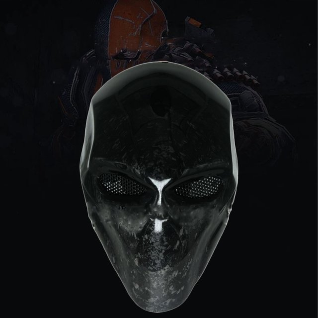 Full-Face Tactical Black Mask Carbon Fiber Cool Protective Helmet Face Mask for Hunting War Game Halloween Movie Prop Cosplay