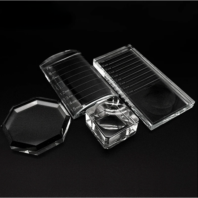 NATUHANA Crystal Glass U Curved Straight Stand False Eyelashe Holder Transparent Glue Tray Eyelash Extension Pallet Makeup Tool