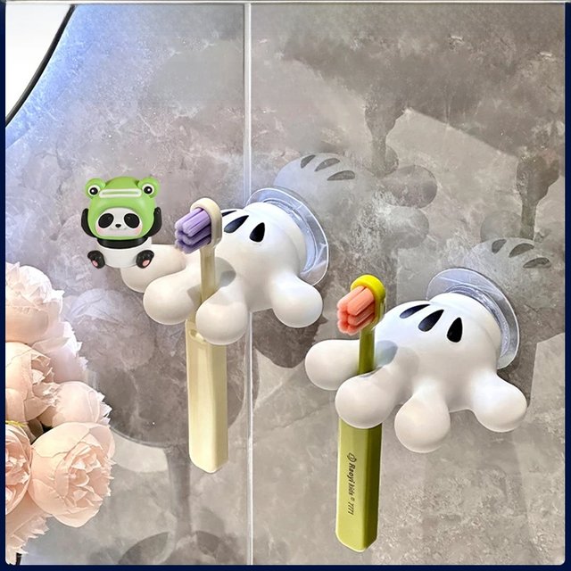 Toothbrush Holder Mickey Palm Cute Bathroom Towel Suction Cup Multi-function Hook Traceless Hook Data Cable Winder