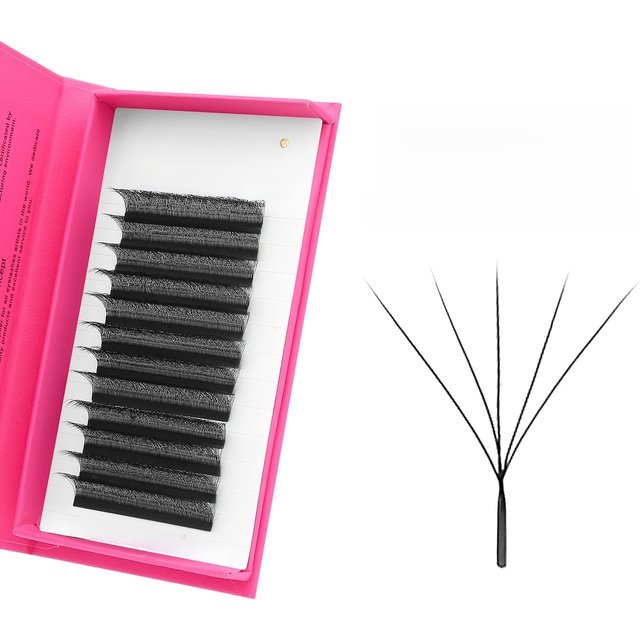 XIUSUZAKI 5D W Lashes Black Premade Fans Eyelashes Extensions Natural Soft Individual Volume False Lashes Beauty Makeup Tools