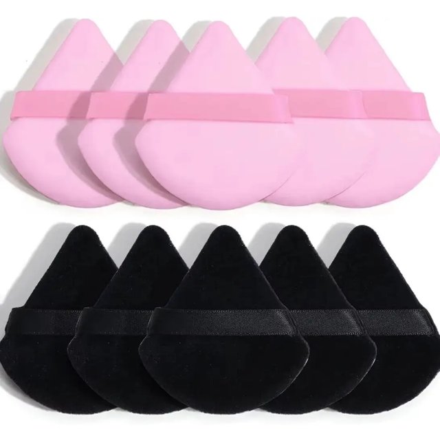 Wholesale 10/12 Pcs Triangle Powder Puff Wet Dry Use For Loose Powder Liquid Cosmetic Soft Plush Powder Puff Makeup Foundation