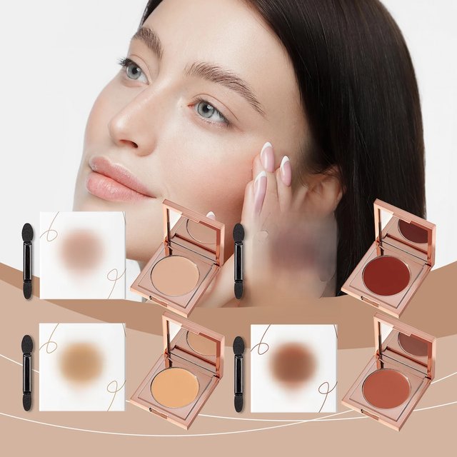 Lightweight Natural Concealer with Sweet Almond Oil, Long-Lasting Crease-Proof Coverage for Dark Circles & Blemishes, 5g + Brush