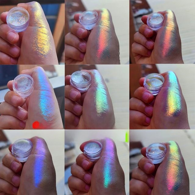 Net-1g Chameleon Polarized Eyeshadow Nail Powder 7 * Colors Iridescent Holographic Nail Powder DIY Manicure Chameleon Powder