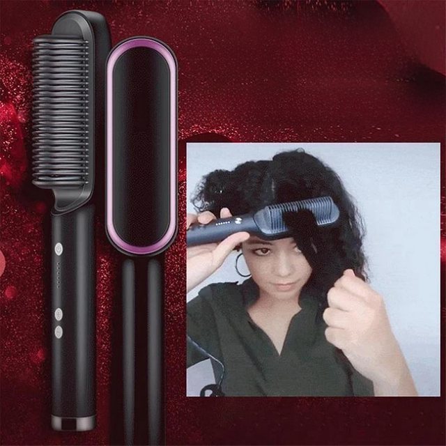 Hair Straightener Comb Inner Buckle Curling Rod Dual-Use Temperature Modeling Negative Ion Splint Electric Hot Hair Brush