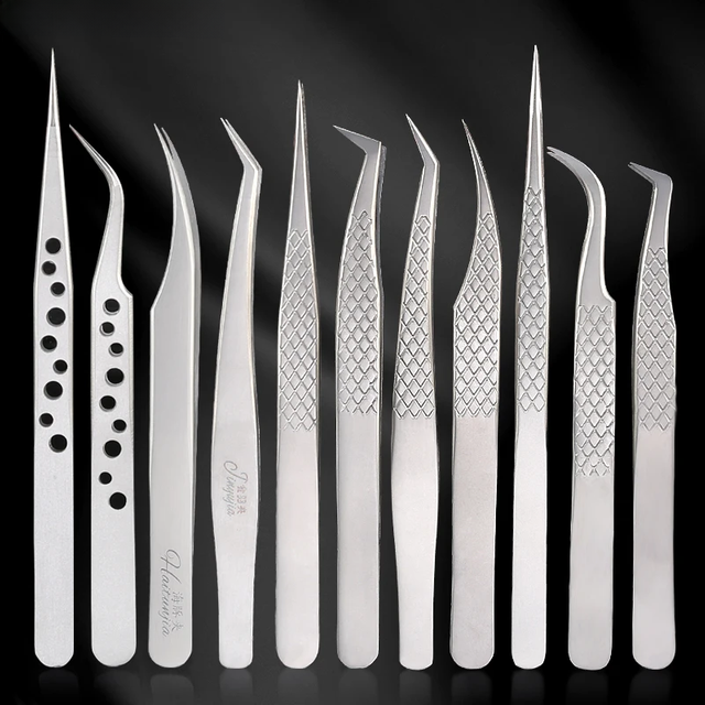 Professional Eyelash Tweezers Steel 3D Volume Anti-static Eyelash Extension Tweezer Eyelashes Excellent Closure Makeup Tools