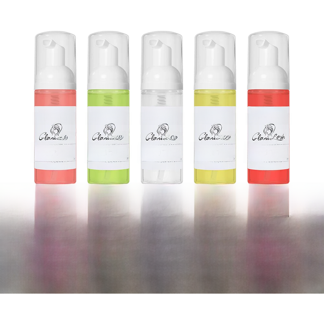 GLAMLASH 60ml No Tears Formula Fruit Scent Eyelash Foam Cleanser For Lash Extension Shampoo Pump Press Lash Washing Bottles