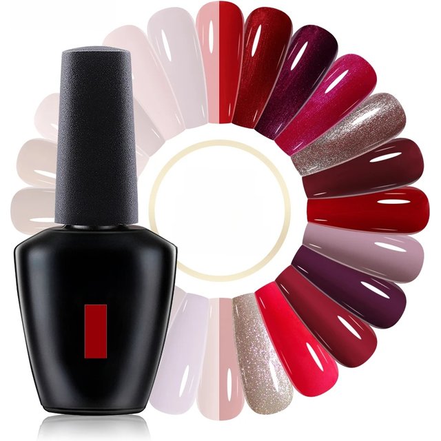 NAILCO 15ml UV Gel Nail Polish Semi Permanent Gel Varnish Enamel Brown Nail Gel Design Red Nails Art Nude Color Glitter Manicure
